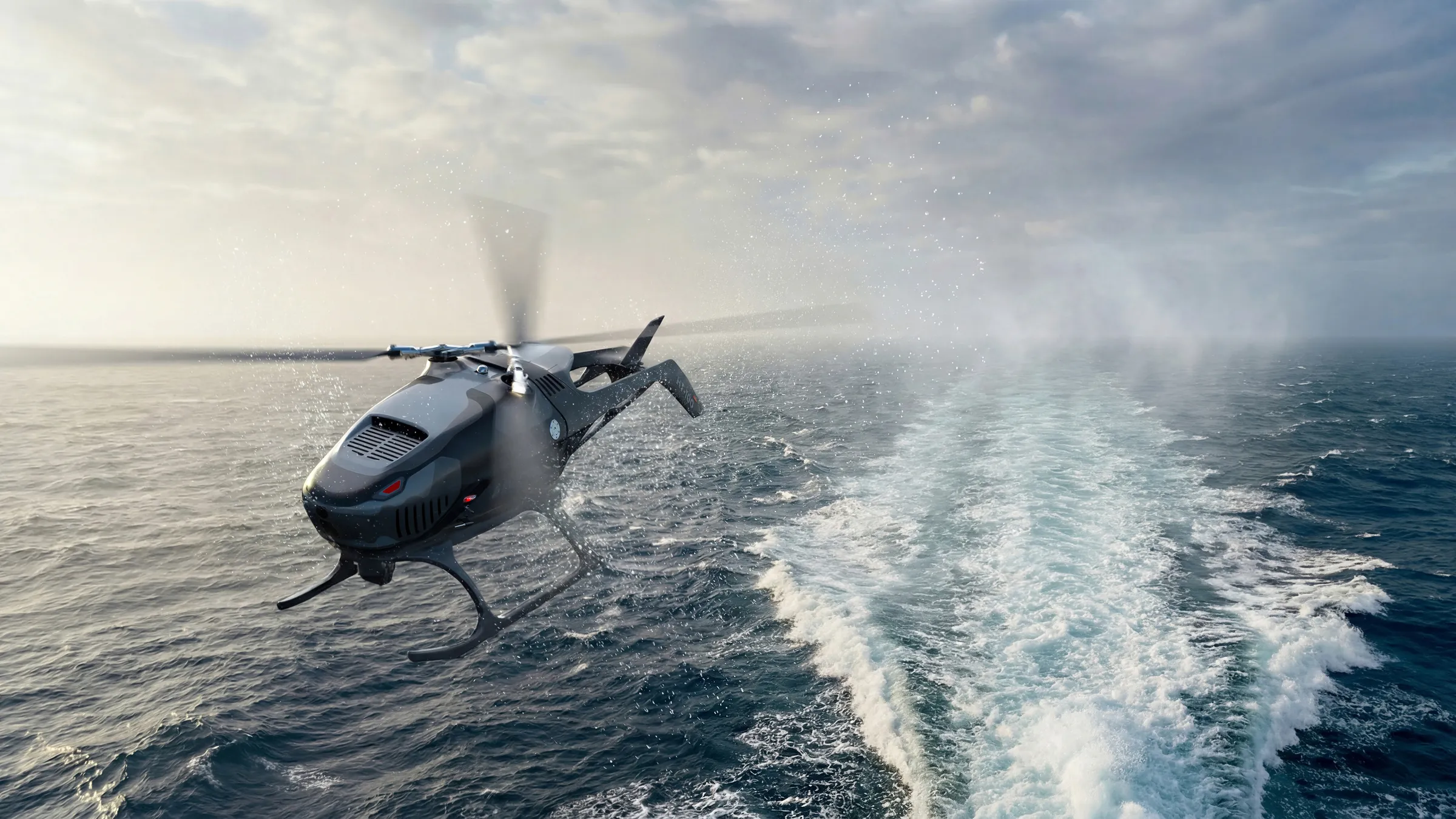 ANAVIA HT-100 Naval over dark ocean — aerial view