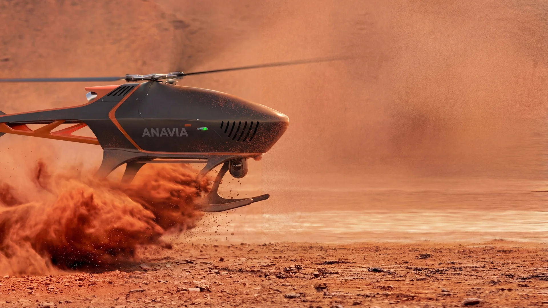 ANAVIA HT-100 landing in desert dust storm — engineering durability